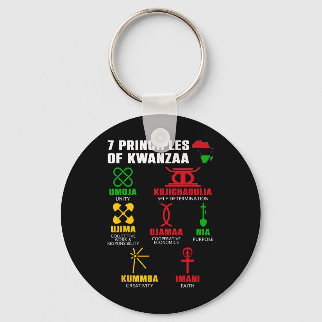 7 Principles Of Kwanzaa Celebration Pan African Bo Keychain (Front)