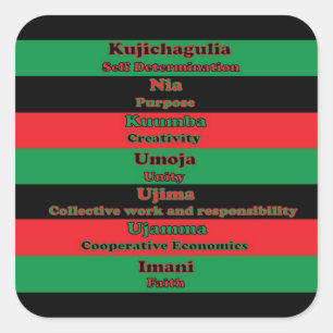 7 Principles of Kwanzaa Colors Square Sticker