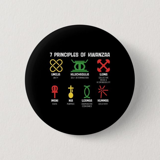 7 Principles Of Kwanzaa Happy Kwanzaa African Amer Button (Front)