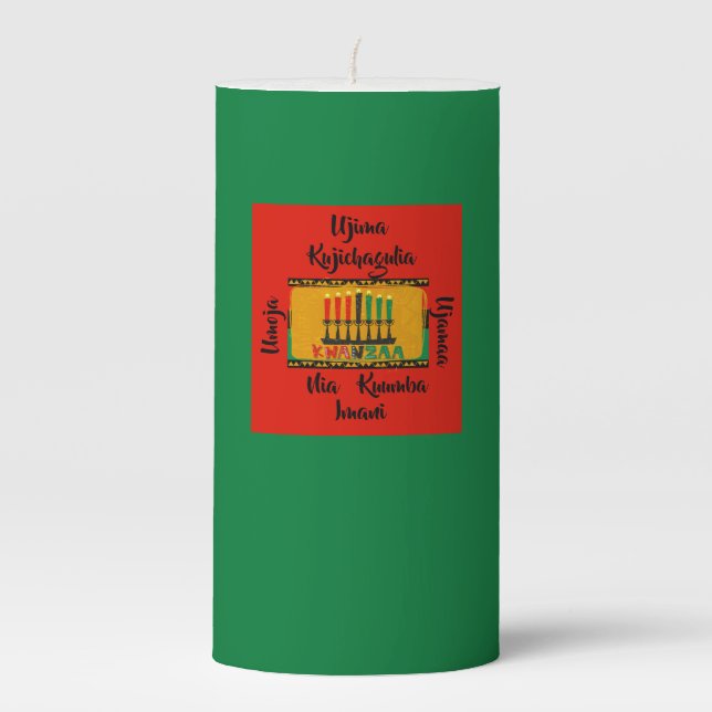7 Principles of Kwanzaa Medium Pillar Candle (Front)