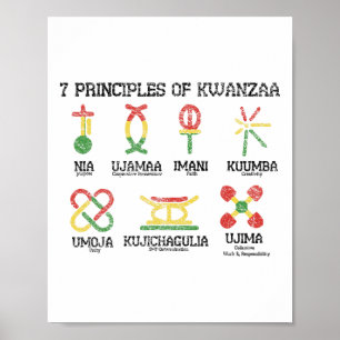 7 Principles Of Kwanzaa Nguzo African American Hol Poster