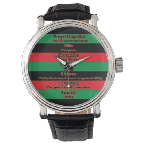 7 Principles of Kwanzaa Red Green Black Watch