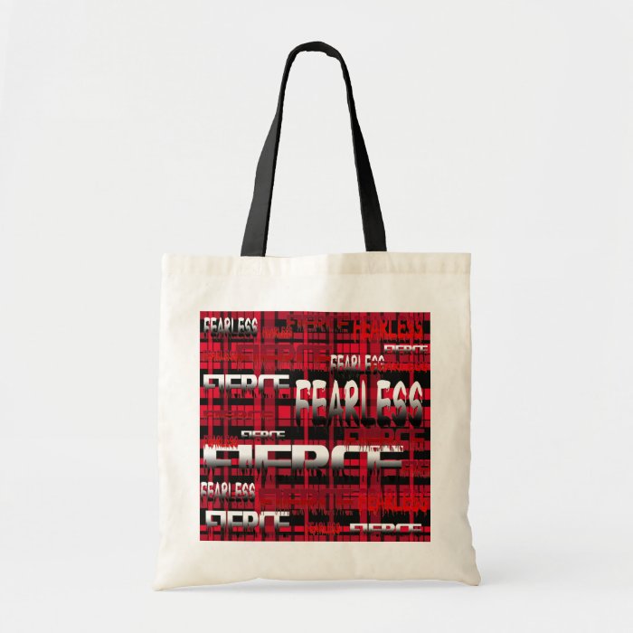 7.Red and Black Plaid Fearless Fierce Canvas Bags