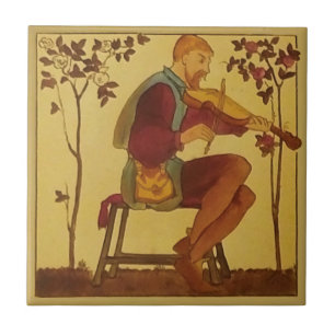 #7 Repro Copeland Medieval Minstrels Music Theme Ceramic Tile