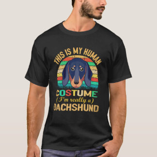 7 Retro Vintage Silhouette Dachshund Costume T-Shirt