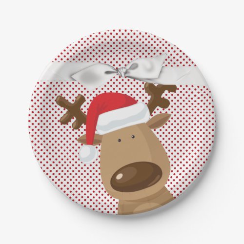 7 Round Paper Plate Reindeer Christmas XMAS Polka