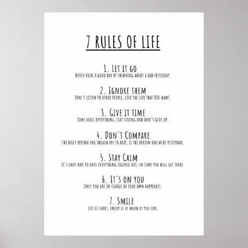 7 Rules of Life motivational Poster
