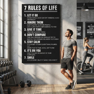 7 Rules of Life Motivational Quote Modern Script Canvas Print