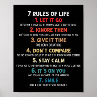 7 Rules Of Life Motivational Quotes For Men, Women Poster