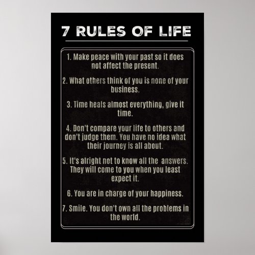 7 Rules Of Life Print Value Poster Paper Matte