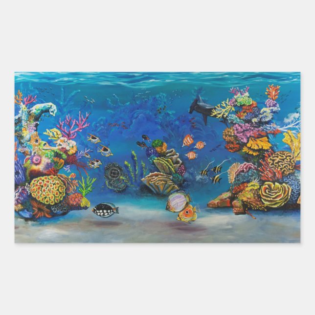 7 Seas Coral Reef Rectangular Sticker (Front)