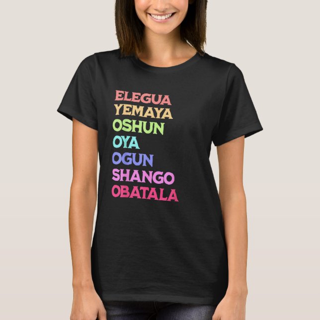7 Seven African Powers Orisha Santeria Cuba Religi T-Shirt (Front)
