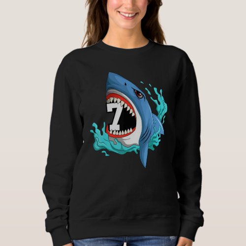 7 Shark Birthday Animal Themed Bday Party Celebrat Sweatshirt