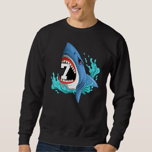 7 Shark Birthday Animal Themed Bday Party Celebrat Sweatshirt