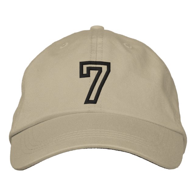 "7" Small Athletic Number Embroidered Baseball Hat (Front)