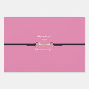 7" Snaffle Bit & Reins with Custom Text Pink Wrapping Paper Sheets