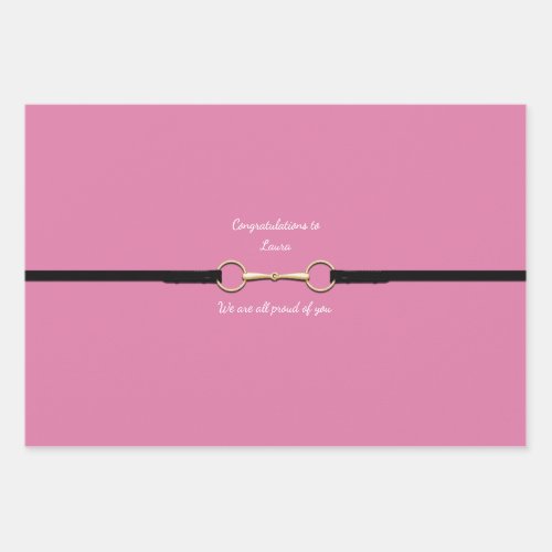 7 Snaffle Bit  Reins with Custom Text Pink Wrapping Paper Sheets