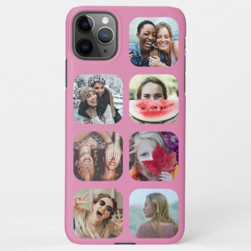 7 Square Photo Collage Pink Template iPhone Case