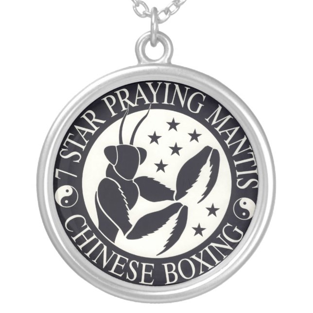 7 Star Mantis Chinese Boxing Logo Silver Plated Necklace (Front)