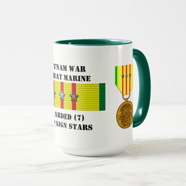 7 STARS COMBAT MARINE VIETNAM WAR MUG (Front Right)