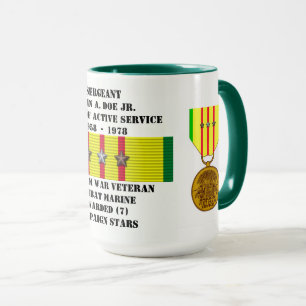 7 STARS COMBAT MARINE VIETNAM WAR MUG