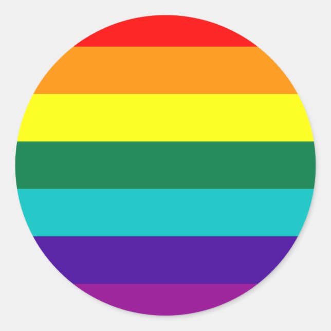 7-Stripe Rainbow Pride Flag Classic Round Sticker (Front)