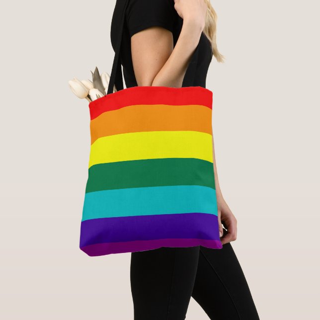 7-Stripe Rainbow Pride Flag Tote Bag (Close Up)