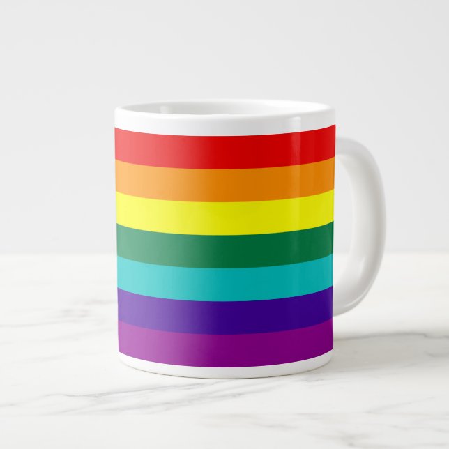 7 Stripes Rainbow Gay Pride Flag Jumbo Mug (Front Right)