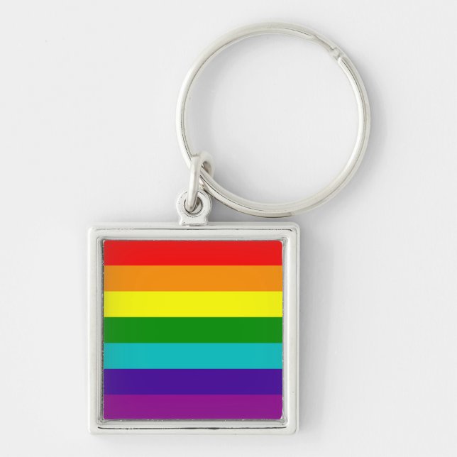 7 Stripes Rainbow Gay Pride Flag Keychain (Front)