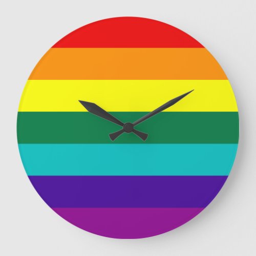 7 Stripes Rainbow Gay Pride Flag Large Clock