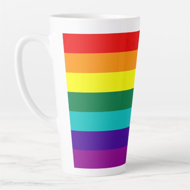 7 Stripes Rainbow Gay Pride Flag Latte Mug (Left)