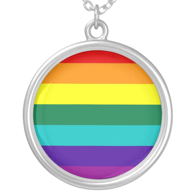7 Stripes Rainbow Gay Pride Flag Necklace (Front)
