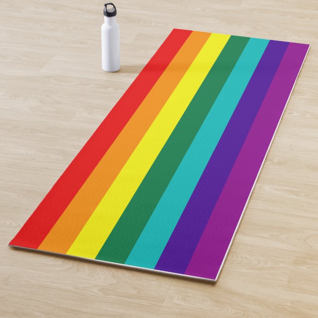 7 Stripes Rainbow Gay Pride Flag Yoga Mat (In Situ)