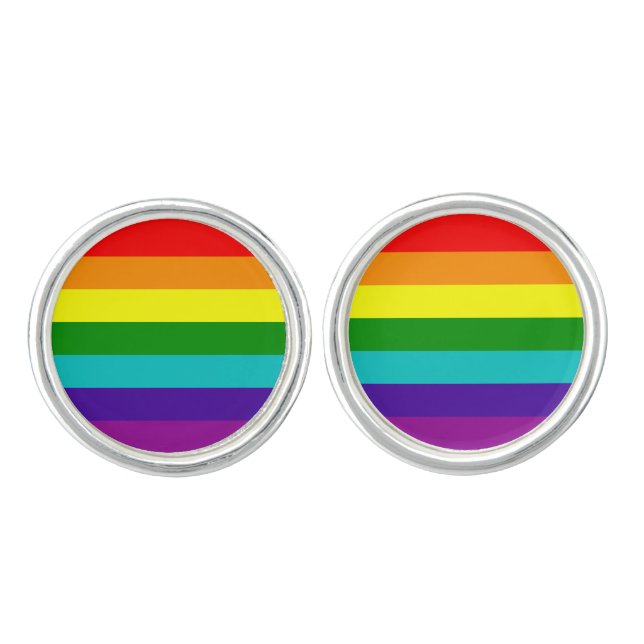 7 Stripes Rainbow Pride Cufflinks (Front)