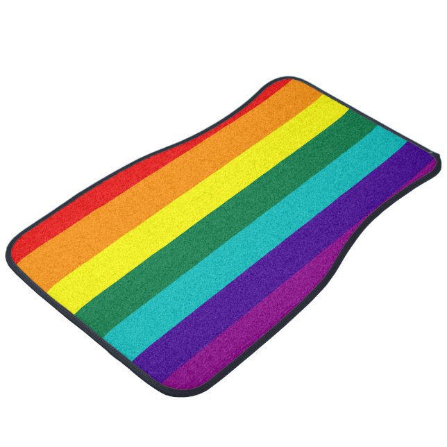 7 Stripes Rainbow Pride Flag Car Floor Mat (Angled)