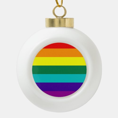7 Stripes Rainbow Pride Flag Ceramic Ball Christmas Ornament