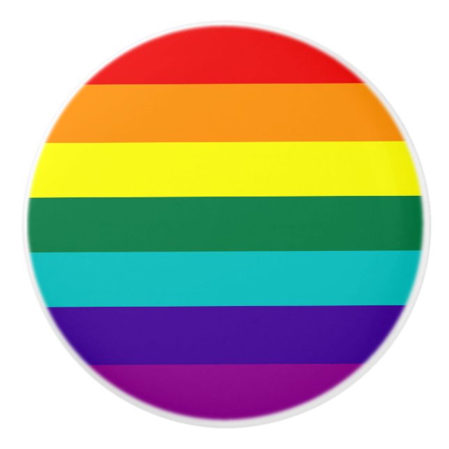 7 Stripes Rainbow Pride Flag Ceramic Knob (Front)