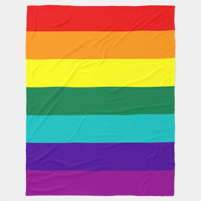 7 Stripes Rainbow Pride Flag Fleece Blanket (Front)
