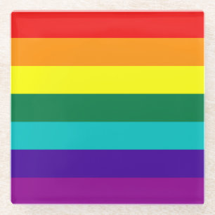 7 Stripes Rainbow Pride Flag Glass Coaster