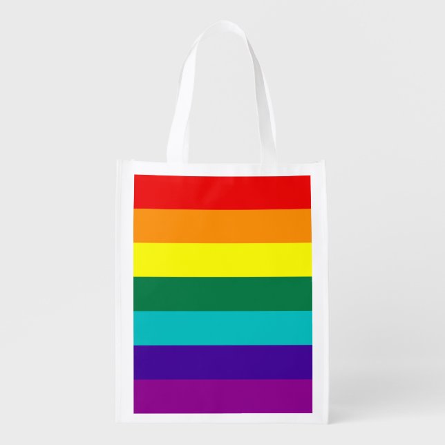 7 Stripes Rainbow Pride Flag Grocery Bag (Front)