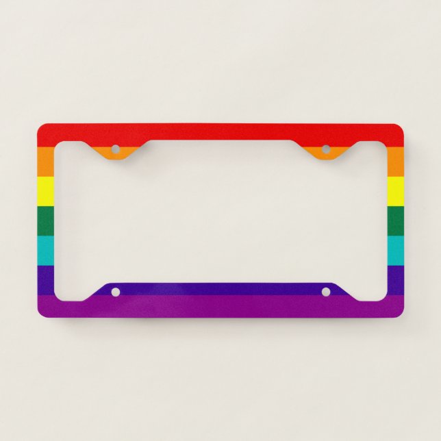 7 Stripes Rainbow Pride Flag License Plate Frame (Front)