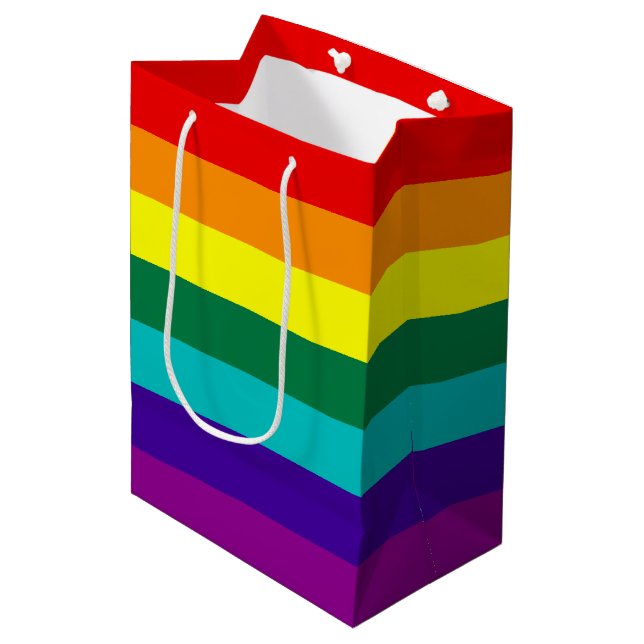 7 Stripes Rainbow Pride Flag Medium Gift Bag (Front Angled)