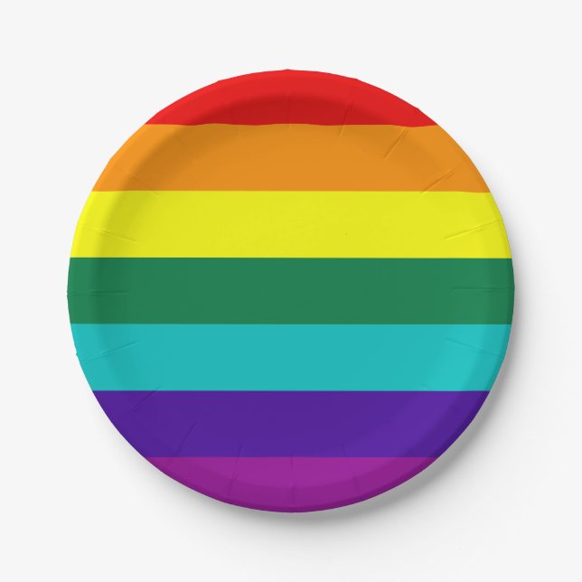 7 Stripes Rainbow Pride Flag Paper Plates (Front)