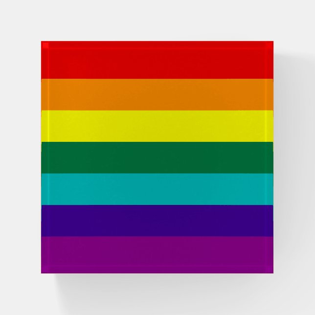 7 Stripes Rainbow Pride Flag Paperweight (Front)