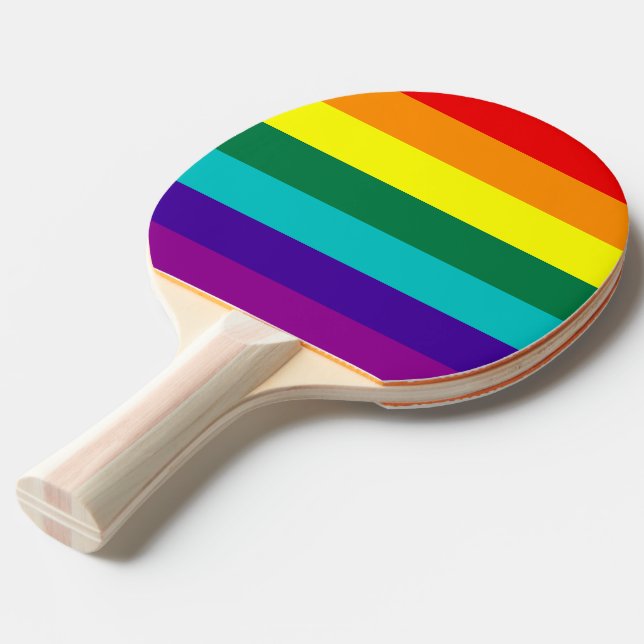 7 Stripes Rainbow Pride Flag Ping-Pong Paddle (Front Angle)