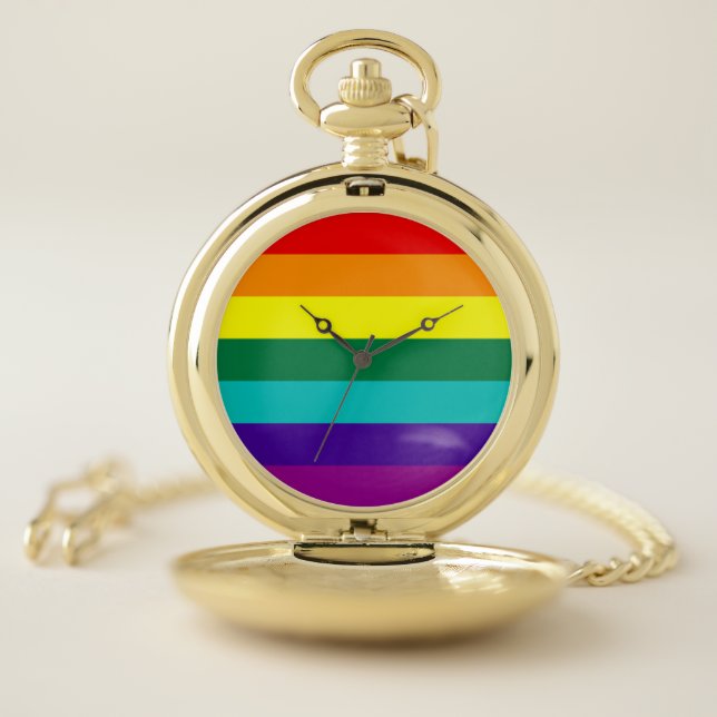 7 Stripes Rainbow Pride Flag Pocket Watch (Inside)