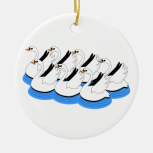 7 Swans Swimming Ceramic Ornament
