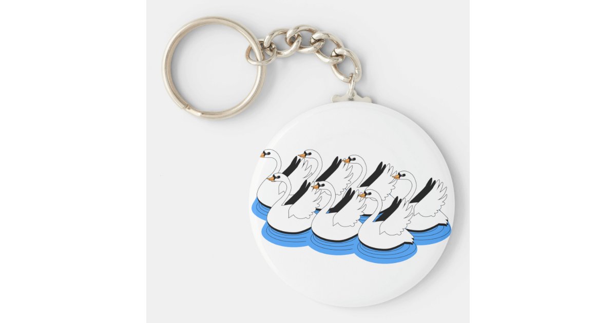 7 Swans Swimming Keychain