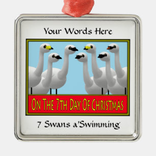 7 Swans Swimming Metal Ornament