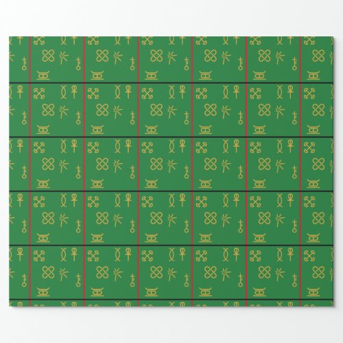 7 Symbols of Kwanzaa with Pan African Flag Colors Wrapping Paper